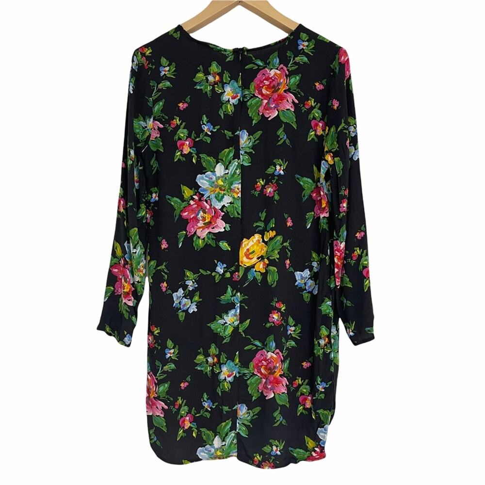 WAYF Dress SZ Medium Floral Hi Lo Shift Dress Long Sleeves Mini Garden Party - Picture 7 of 11